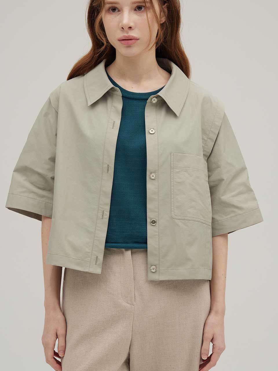 SIINVII Aero Washed Cotton Slit Crop Jacket (SVJK240501)