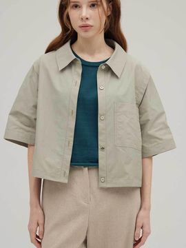 SIINVII Aero Washed Cotton Slit Crop Jacket (SVJK240501)