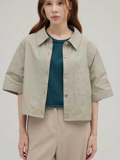 SIINVII Aero Washed Cotton Slit Crop Jacket (SVJK240501)