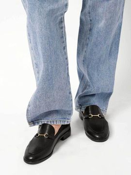 SIINVII Classic Gold Point Round Black Loafer (SLLF240202)