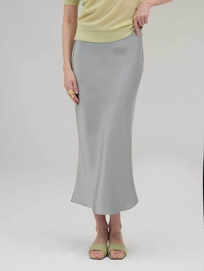 SIINVII Classic Satin Elastic Waist Long Skirt (SVSK240302)