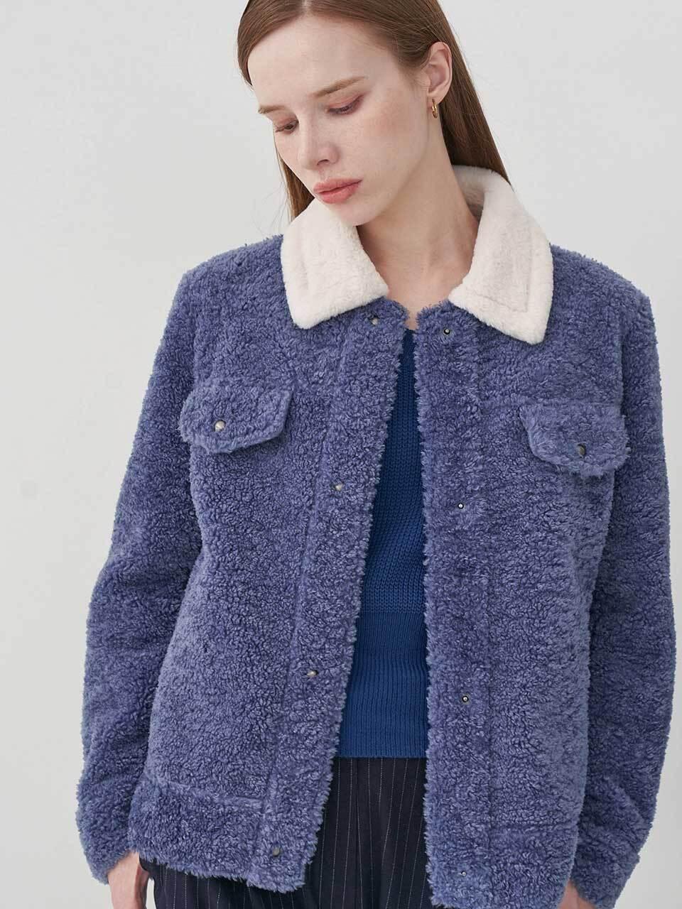 SIINVII Collar Color Block Boucl Short Jacket (KSJK240818)