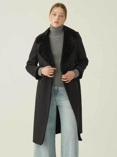 SIINVII Eco-Fur Mustang Strap Long Coat (KSCT240802)