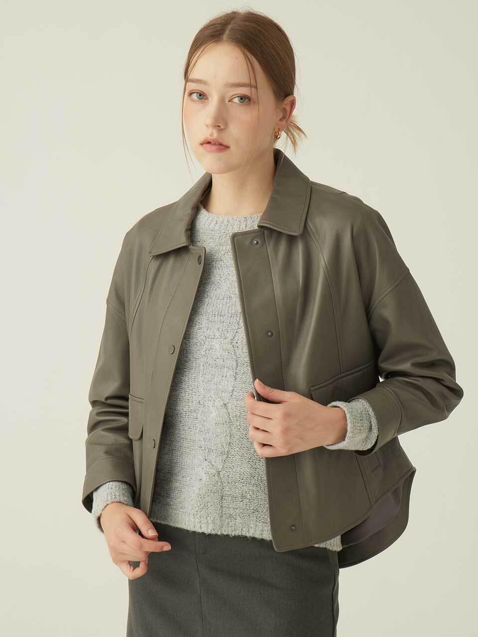 SIINVII Lambskin Leather Pocket Detail Jacket (KSJK240810)