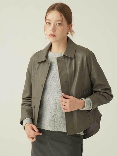 SIINVII Lambskin Leather Pocket Detail Jacket (KSJK240810)