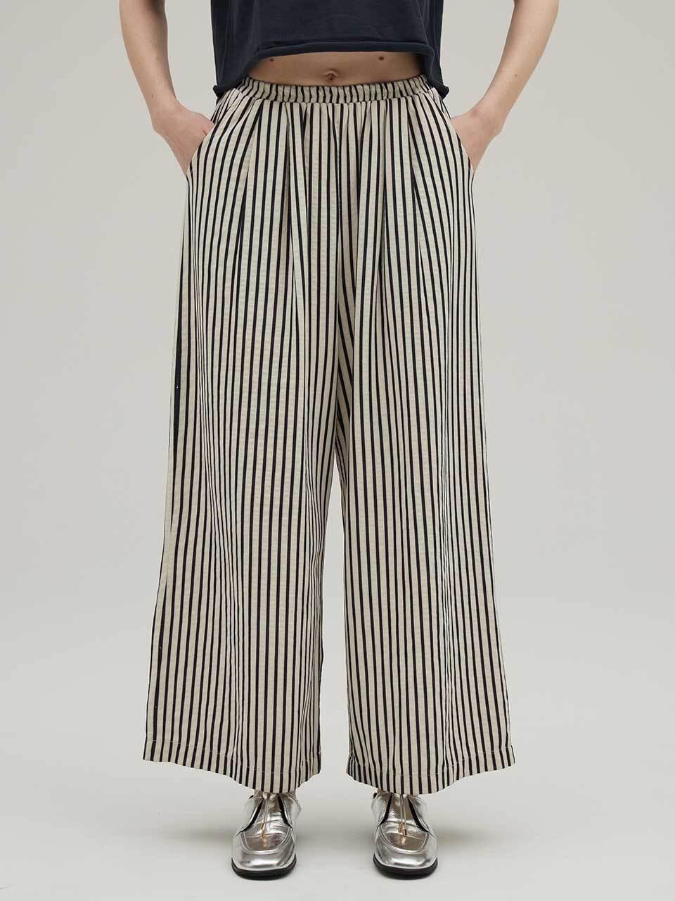 SIINVII Striped Cotton Wide Banding Pants (SVPT240501)