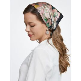 SILKSILKY SILKSILKY 100% Mulberry Silk Floral Pattern Square Scarf 