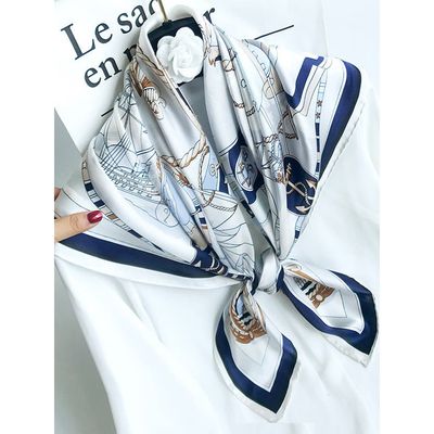 SILKSILKY SILKSILKY Pure Mulberry Silk Printed Square Shawl Scarf