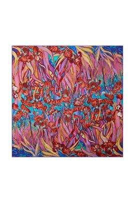 SILKSILKY SILKSILKY Pure Silk Abstract Square Scarf