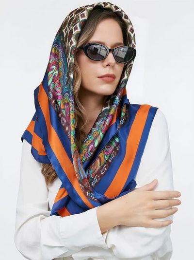 SILKSILKY SILKSILKY Pure Silk Bohemian Square Scarf