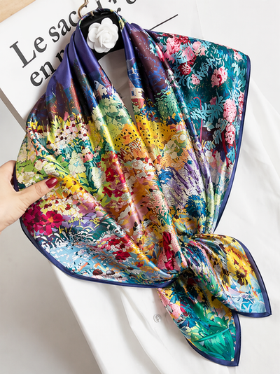 SILKSILKY SILKSILKY Pure silk colored square scarf