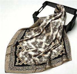 SILKSILKY SILKSILKY Pure Silk Vintage-Inspired Pattern Square Scarf