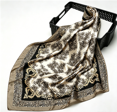 SILKSILKY SILKSILKY Pure Silk Vintage-Inspired Pattern Square Scarf