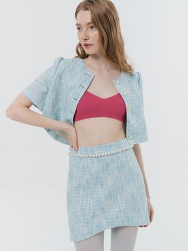 SILN Tweed Mini Skirt_Blue