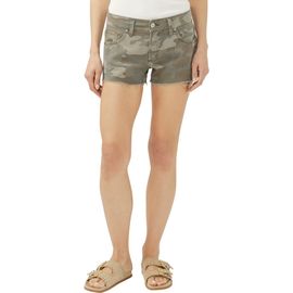 Silver Jeans Co. Silver Jeans Co. Camo Print Raw Hem Mid Rise Denim Boyfriend Shorts 