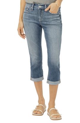 Silver Jeans Co. Silver Jeans Co. Elyse Curvy Distressed Mid Rise Capri Jeans