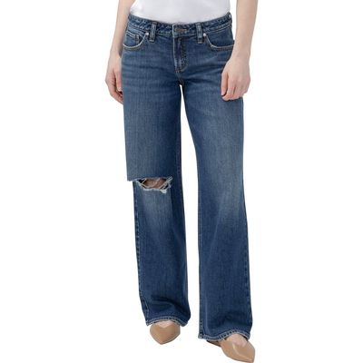 Silver Jeans Co. Silver Jeans Co. Loose & Low Distressed Low Rise Relaxed Straight Leg Jeans