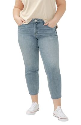 Silver Jeans Co. Silver Jeans Co. Suki Curvy Raw Hem Mid Rise Crop Straight Leg Jeans