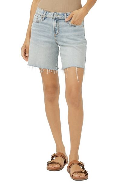 Silver Jeans Co. Silver Jeans Co. Suki Raw Hem Mid Thigh Denim Shorts