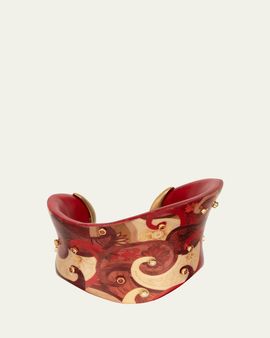 Silvia Furmanovich Marquetry Cuff Bracelet with Diamonds and Orange Sapphires