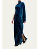 Silvia Tcherassi Anya Mock-Neck Asymmetric Velvet Burnout Maxi Dress - 2