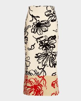 Silvia Tcherassi Atira Sketch-Print High-Waist Midi Skirt