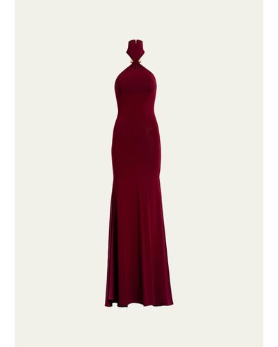 Silvia Tcherassi Feist Ruched Jersey Halter Maxi Dress