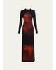 Silvia Tcherassi Gabbice Bead Tubular Collar Long-Sleeve Maxi Dress - 1