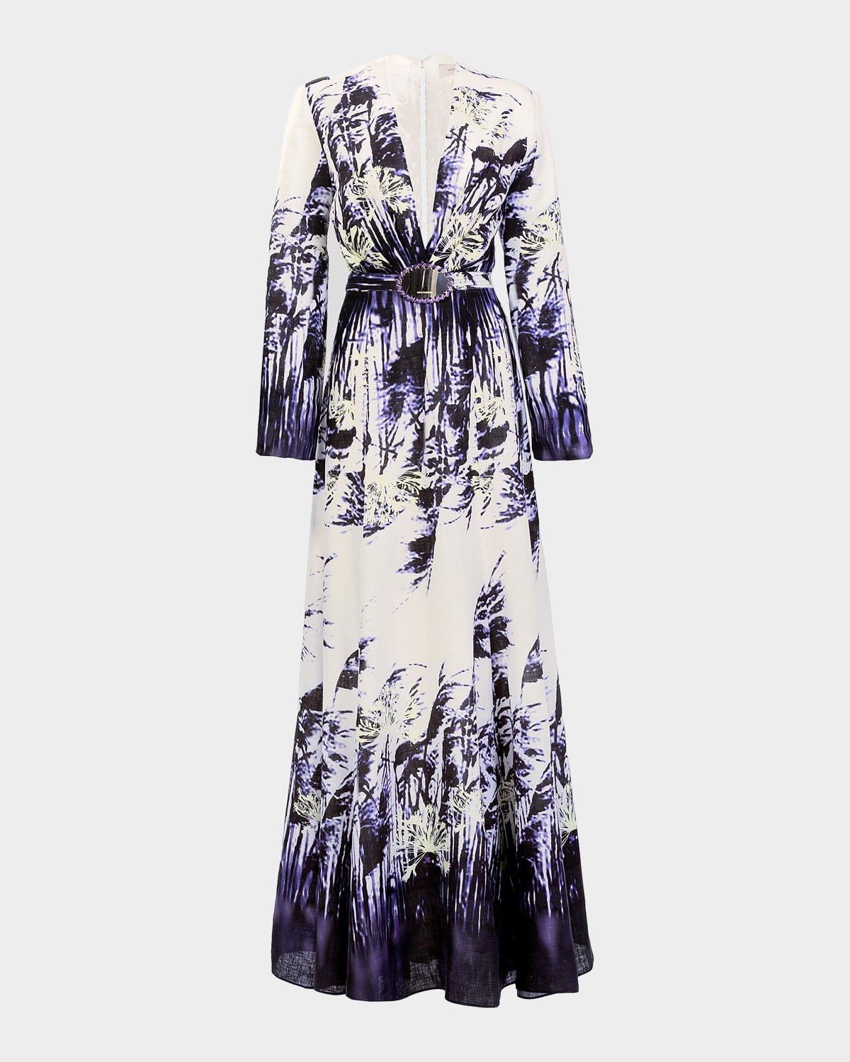 Silvia Tcherassi Kady Palm-Printed Linen Maxi Dress