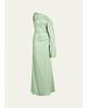 Silvia Tcherassi Kesia One-Shoulder Ruched Satin Maxi Dress - 1