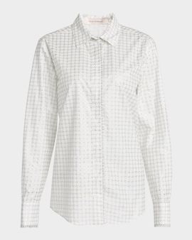 Silvia Tcherassi Metallic Eyelet Cotton Button-Down Shirt