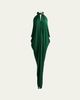 Silvia Tcherassi Niagara Draped Leather-Trim Halter Maxi Dress - 1