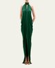Silvia Tcherassi Niagara Draped Leather-Trim Halter Maxi Dress - 2