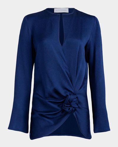 Silvia Tcherassi Tayra Knotted Long-Sleeve Wrap Blouse