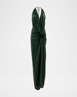 Silvia Tcherassi Torgiano Knotted Velvet Halter Maxi Dress