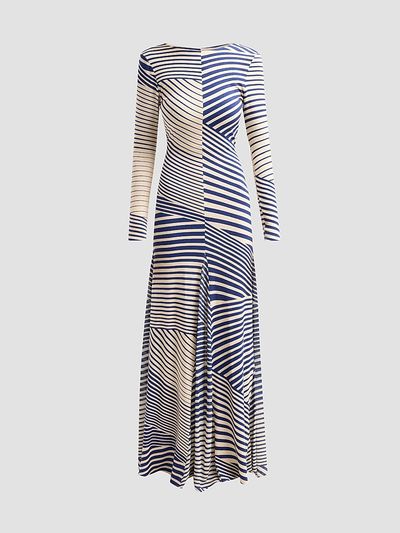 Silvia Tcherassi Women's Basia Abstract Striped Jersey Long-Sleeve Maxi Dress