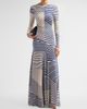 Silvia Tcherassi Women's Basia Abstract Striped Jersey Long-Sleeve Maxi Dress - 2