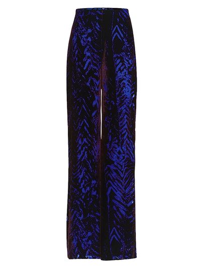 Silvia Tcherassi Women's Como Striped Velvet Straight-Leg Pants
