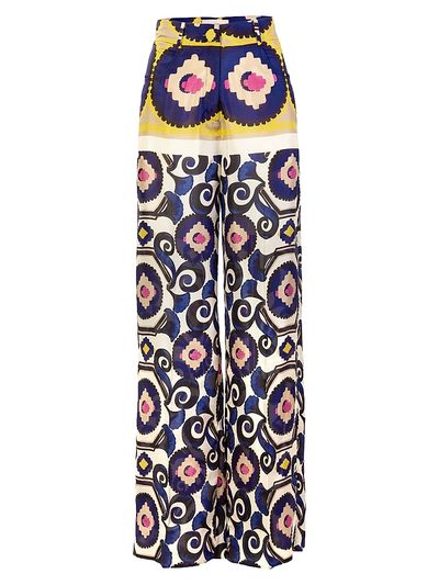 Silvia Tcherassi Women's Emine Mosaic Print Silk Pants