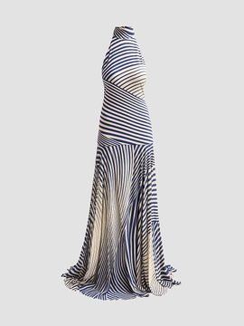 Silvia Tcherassi Women's Leonore Multi Striped Halter Maxi Dress