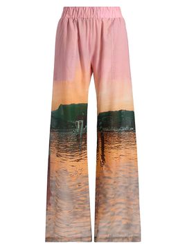 Silvia Tcherassi Women's Nerea Printed Cotton Wide-Leg Pants