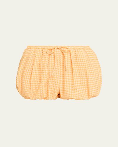 SIMKHAI Addie Textured Gingham Bubble Shorts