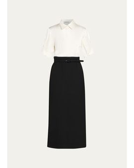 SIMKHAI Alvera Belted Midi Shirtdress