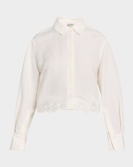 SIMKHAI Ames Embroidered Linen-Blend Shirt