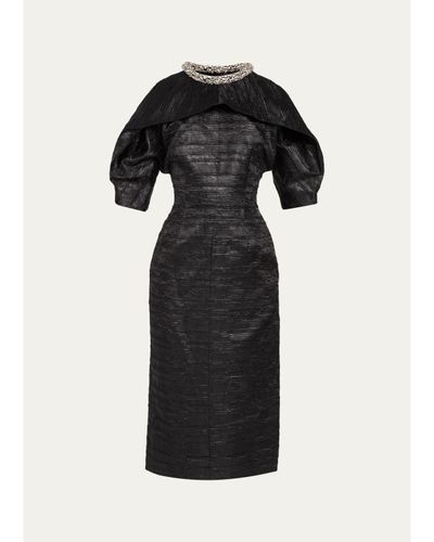 SIMKHAI Ashleigh Embellished-Neck Midi Dress