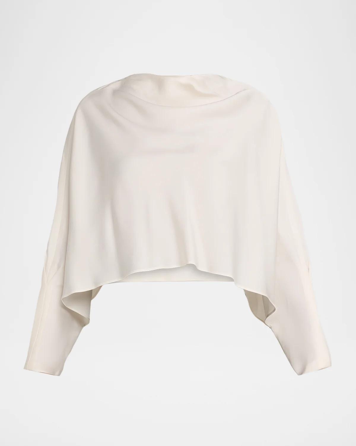 SIMKHAI Bearitz Draped Cowl-Neck Satin Top