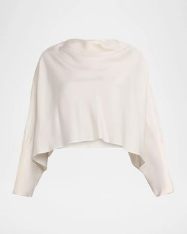 SIMKHAI Bearitz Draped Cowl-Neck Satin Top