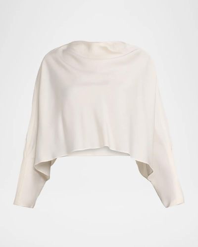 SIMKHAI Bearitz Draped Cowl-Neck Satin Top