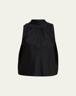 SIMKHAI Bella Sleeveless Satin Cape Top