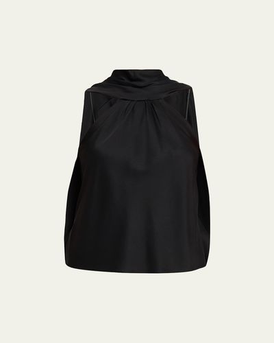 SIMKHAI Bella Sleeveless Satin Cape Top
